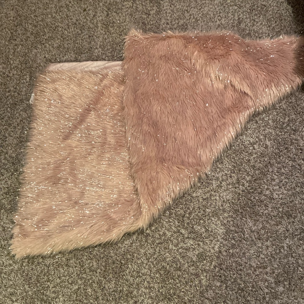 Tabitha Webb Pink Silver Furry Blanket